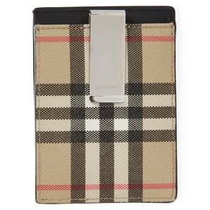 Chase Check E-Canvas & Leather Card Case with Money Clip